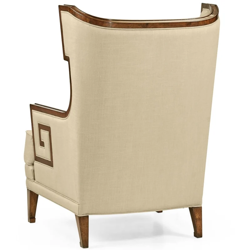 Walnut Greek Revival Armchair in Linen