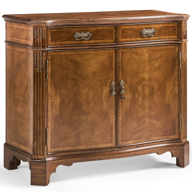 Serpentine Two Door Walnut Cabinet