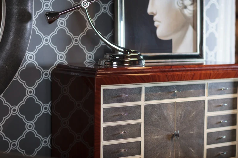 Secretaire Cabinet with Brass High Lustre