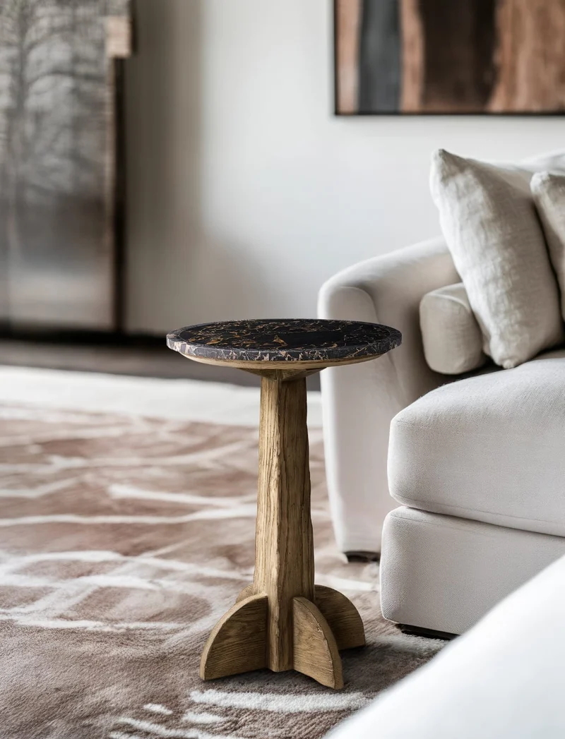 Echo Canyon Marble Round Side Table