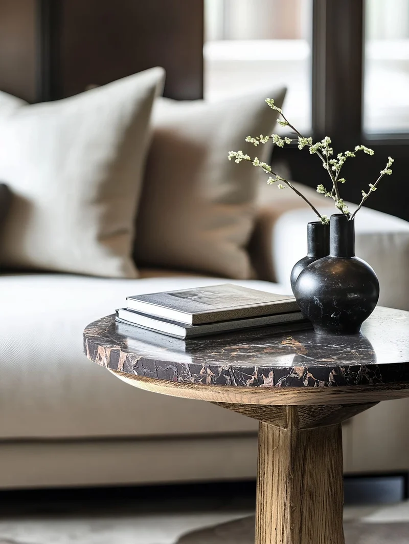 Echo Canyon Marble Round Side Table