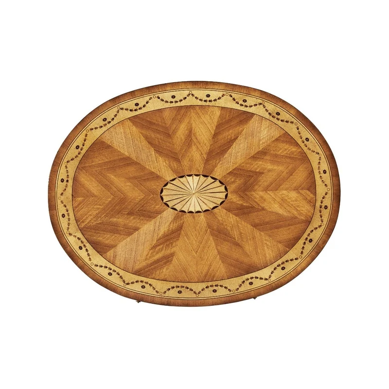 Oval Coffee Table with Drawer Marquetry