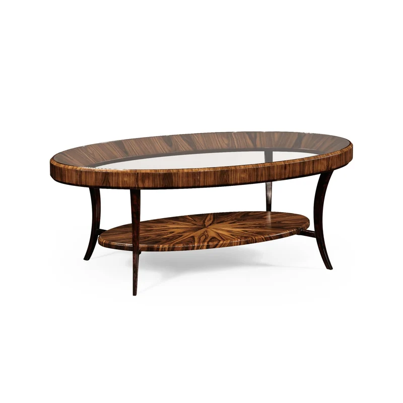 Oval Coffee Table Glass Topped High Lustre