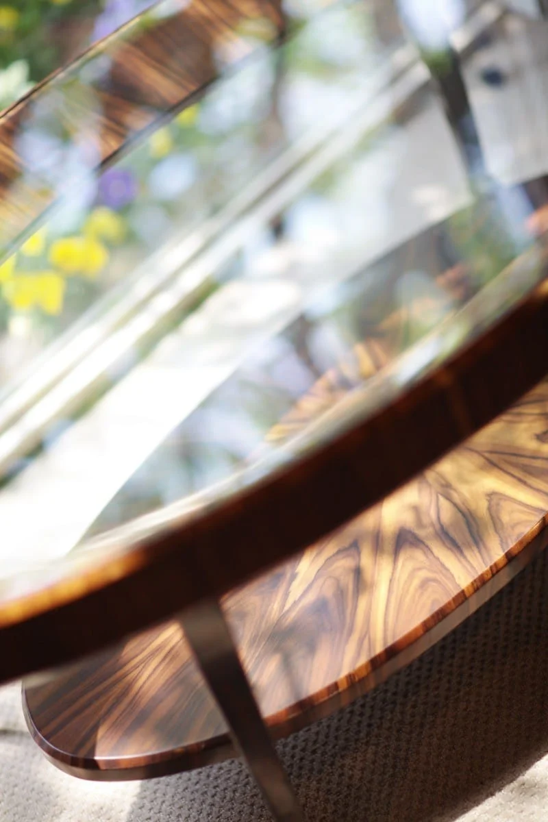 Oval Coffee Table Glass Topped High Lustre
