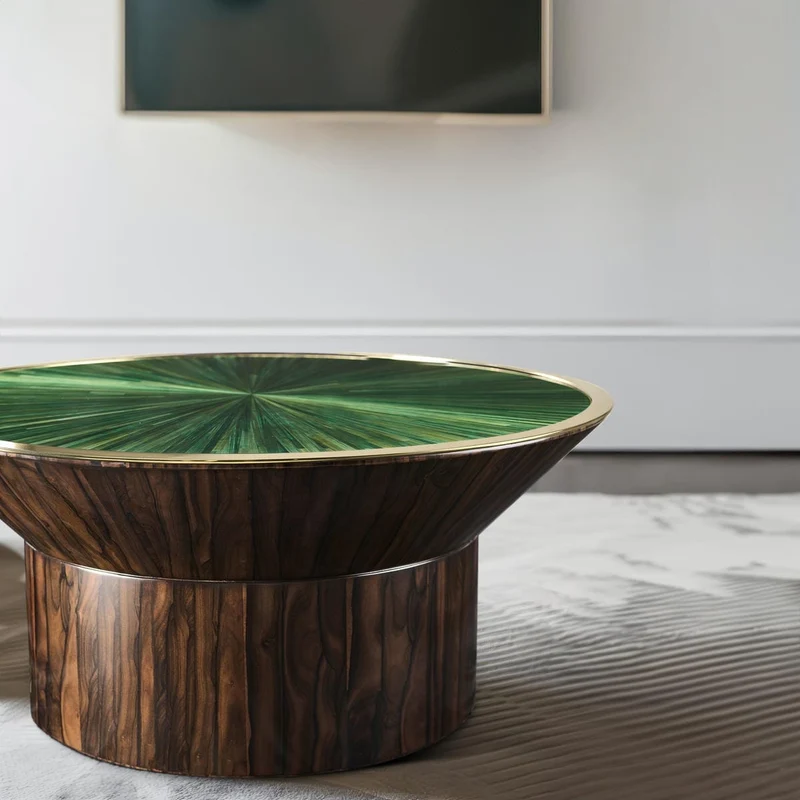 Verdure Round Coffee Table in Jade Green