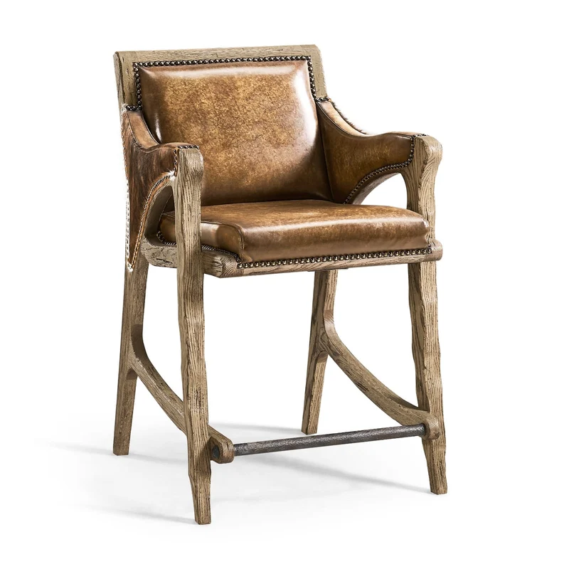 Echo Canyon Leather and Hide Counter Stool