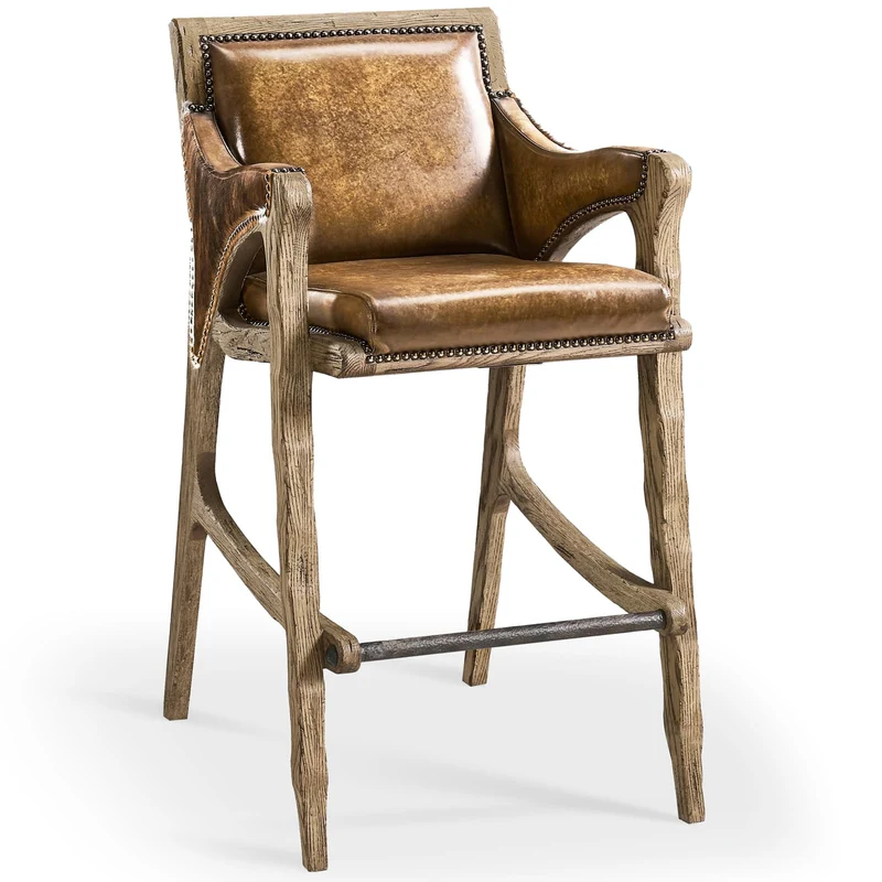 Echo Canyon Leather and Hide Bar Stool
