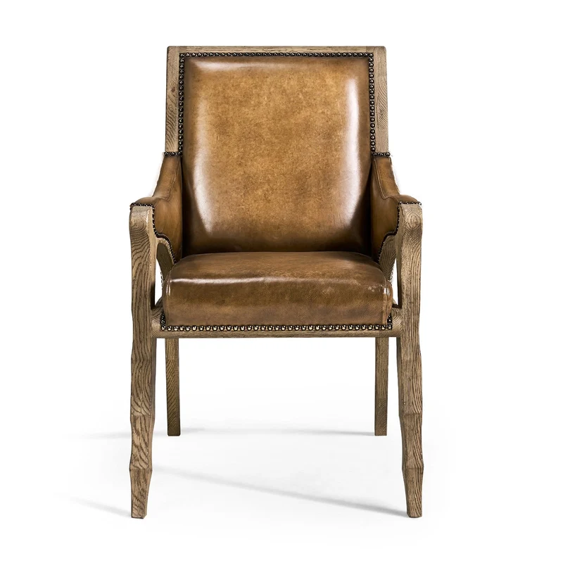 Echo Canyon Leather and Hide Arm Dining Chair