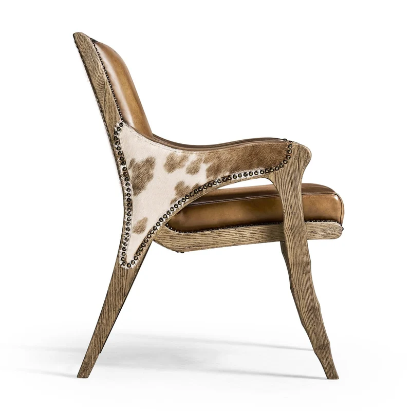 Echo Canyon Leather and Hide Arm Dining Chair