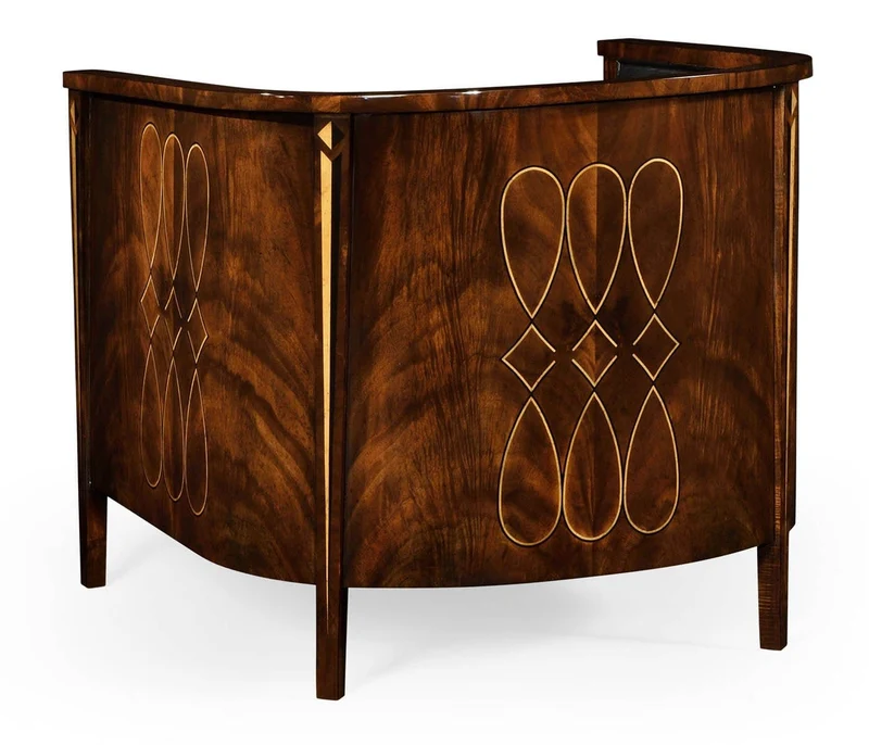 Tub Chair Biedermeier Mahogany - Black Leather