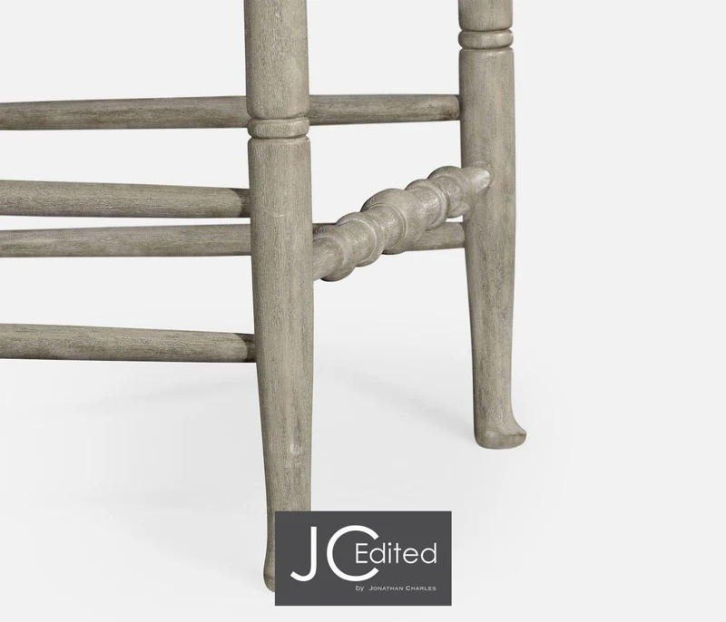 Dining Chair with Arms Rustic Ladder Back in Mazo - Rustic Grey