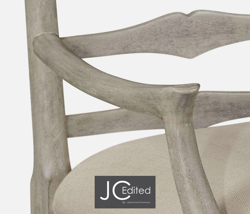 Dining Chair with Arms Rustic Ladder Back in Mazo - Rustic Grey