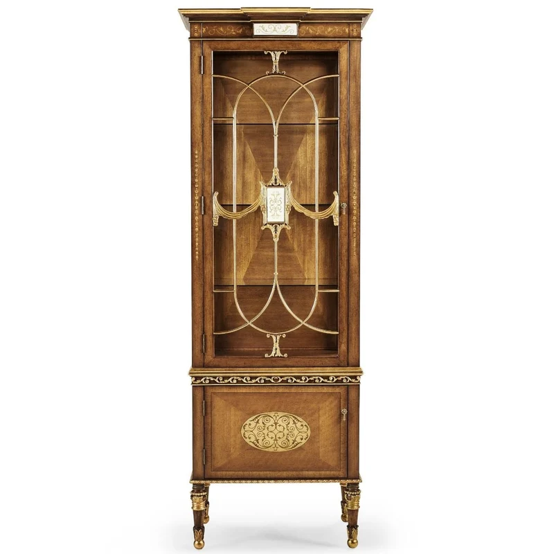 Narrow Satinwood Display Cabinet