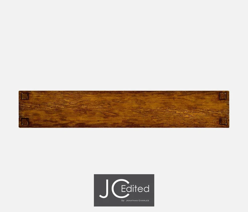Narrow Console Table with Four Drawers Rustic in Country Walnut