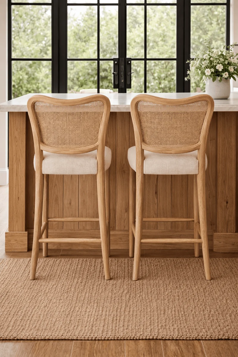 Chadlington Rattan and Natural Linen Counter Stool