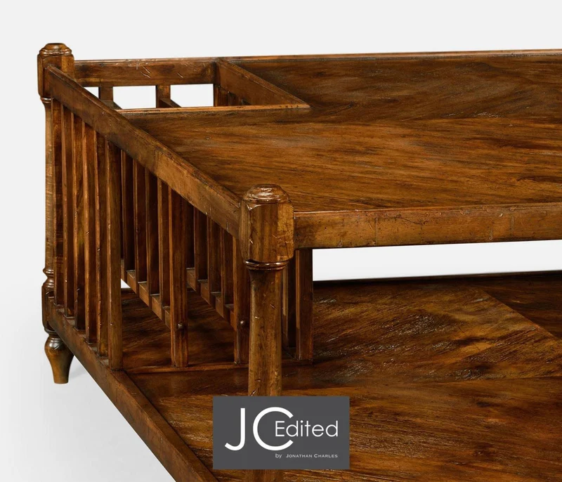 Rustic Square Coffee Table in Country Walnut