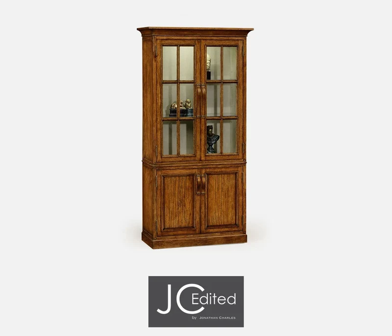 Rustic Bookcase with Strap Handles in Country Walnut