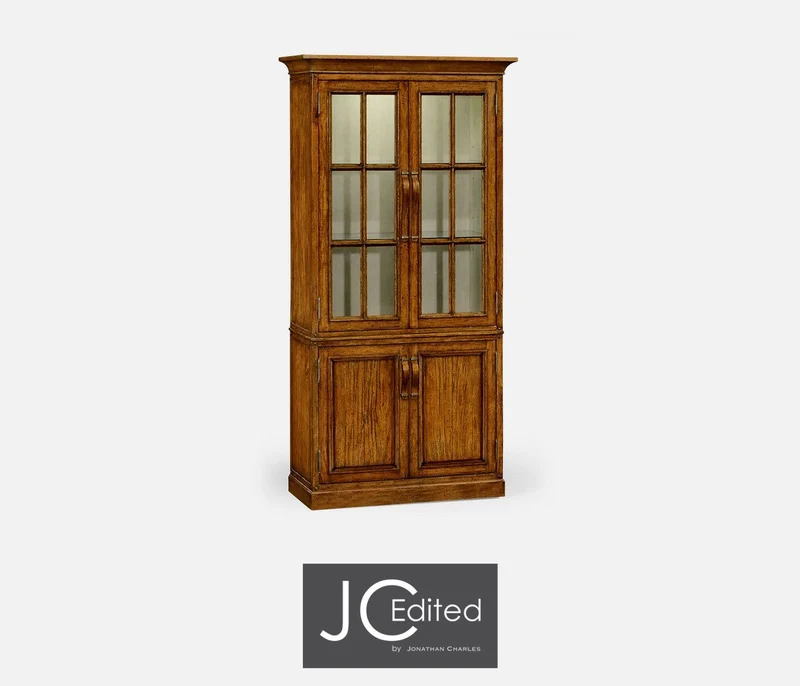 Rustic Bookcase with Strap Handles in Country Walnut