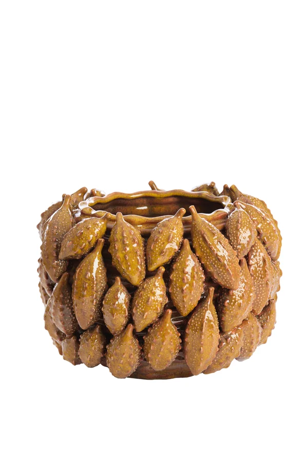 Vase deco 31x30,5x21,5 cm PALATIK ceramics cognac brown
