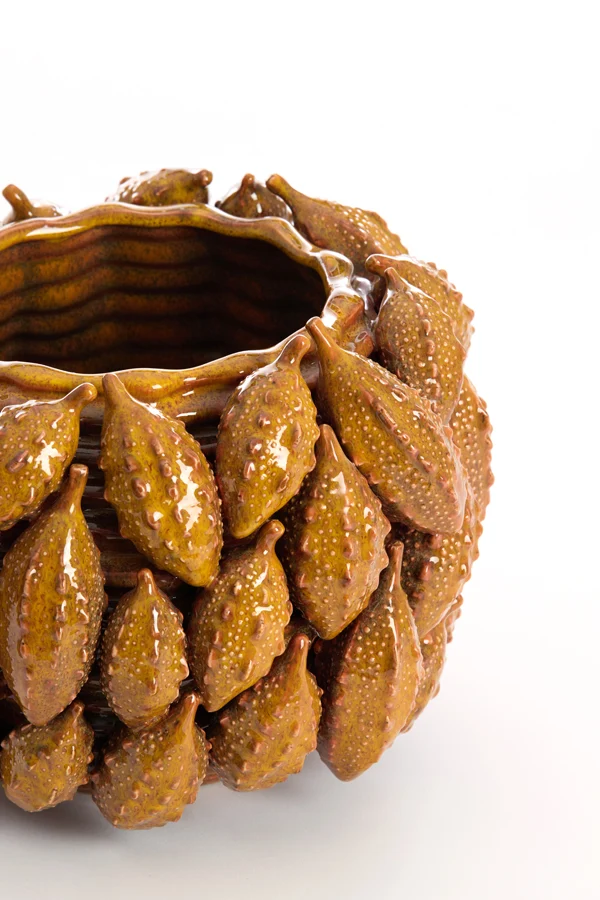 Vase deco 31x30,5x21,5 cm PALATIK ceramics cognac brown