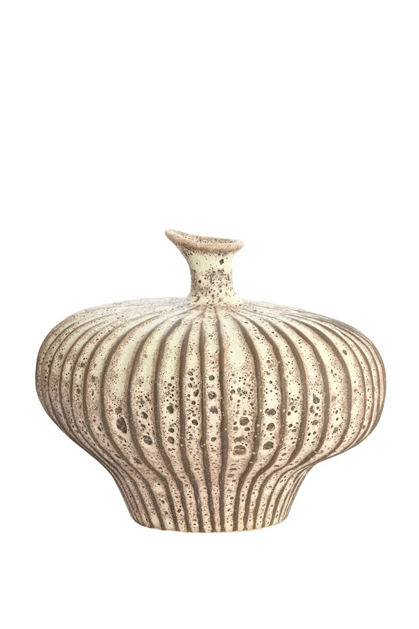 Vase deco 31x29,5x25,5 cm NEVANO matt dark brown+cream