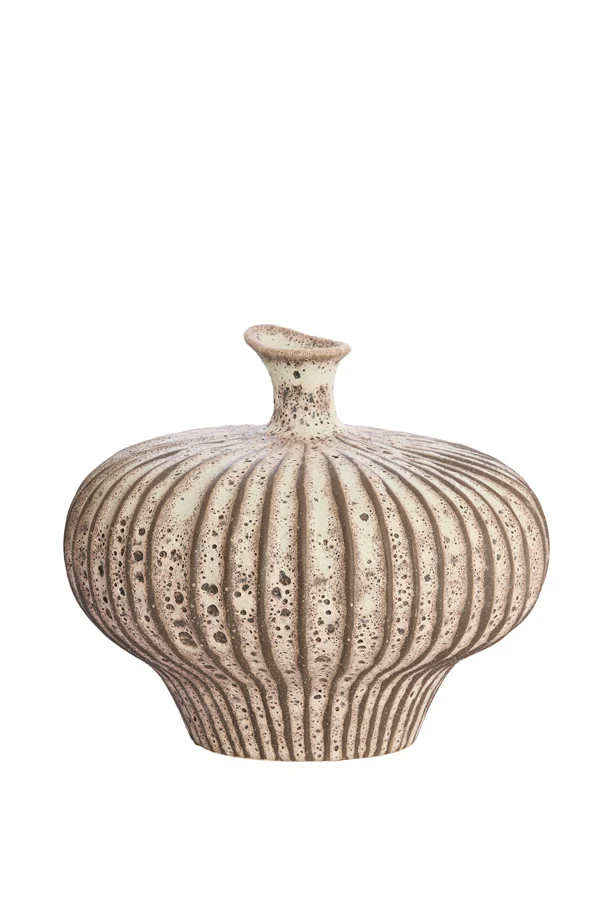 Vase deco 31x29,5x25,5 cm NEVANO matt dark brown+cream