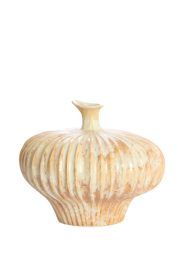 Vase deco 31x29,5x25,5 cm NEVANO cream+orange-brown