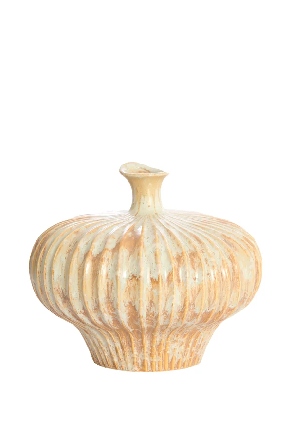 Vase deco 31x29,5x25,5 cm NEVANO cream+orange-brown