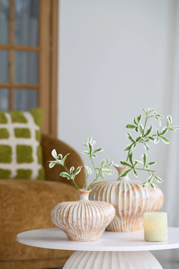 Vase deco 31x29,5x25,5 cm NEVANO cream+orange-brown