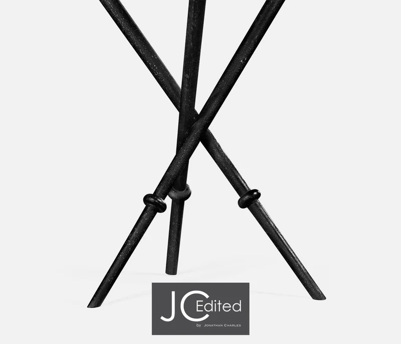 Round Lamp Table with Iron Base