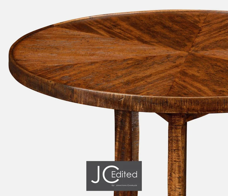 Round Lamp Table Rustic in Country Walnut