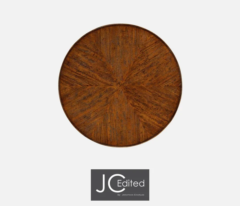 Round Lamp Table Rustic in Country Walnut