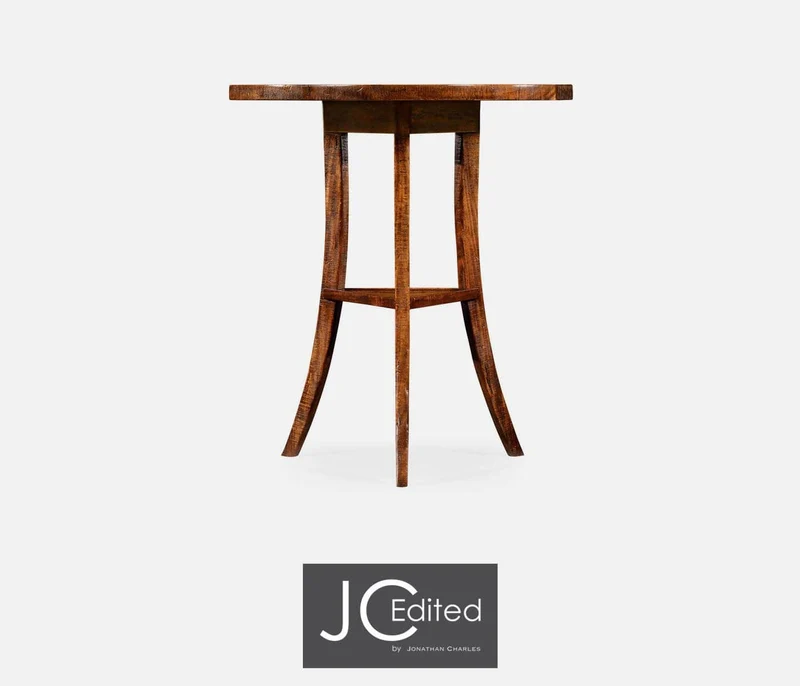 Round Lamp Table Rustic in Country Walnut