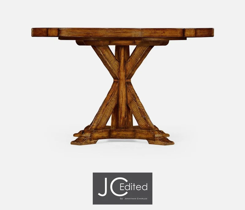 Round Dining Table Rustic in Country Walnut