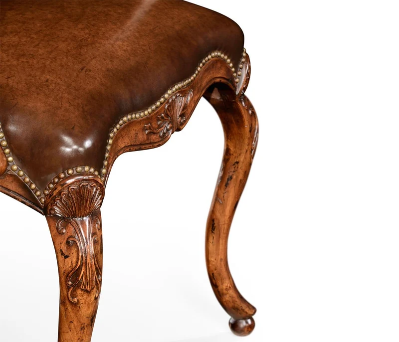 Dining Armchair Sheraton in Walnut - Antique Chestnut Leather