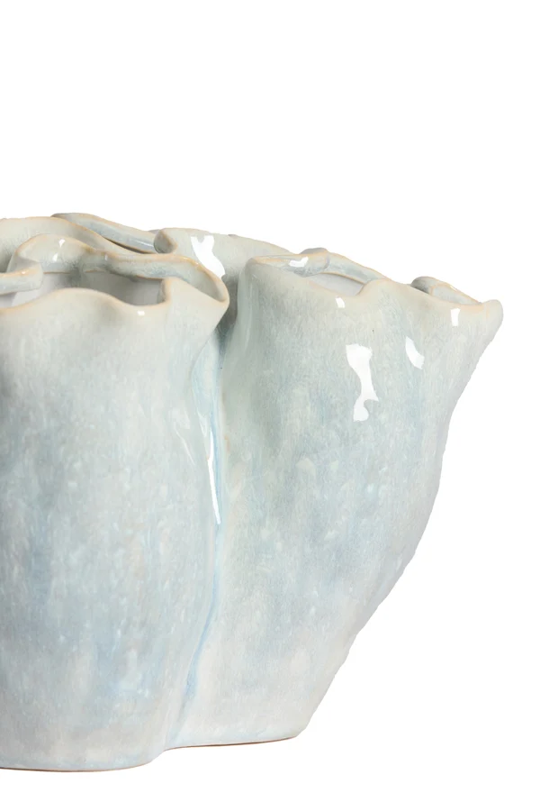 Vase deco 31,5x30x18,5 cm DIAGO ceramics light blue+cream