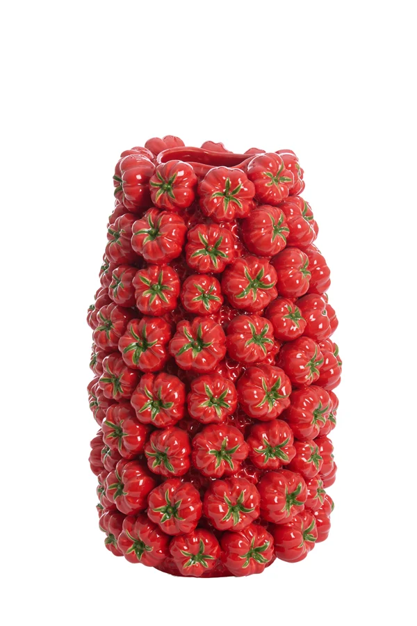 Vase deco 31,5x30,5x52 cm TAMINA ceramics red
