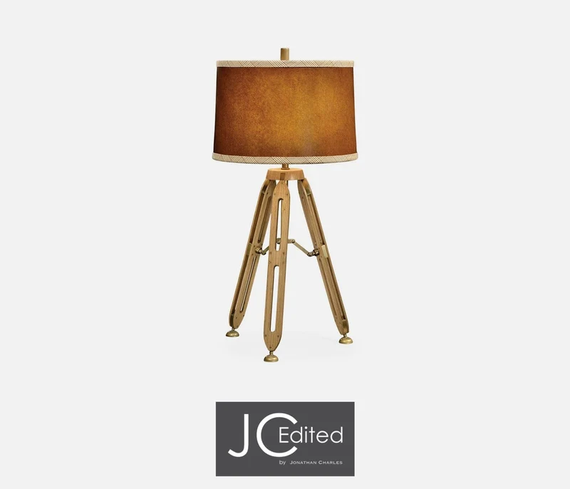 Large Table Lamp Architectural in Oak - Light