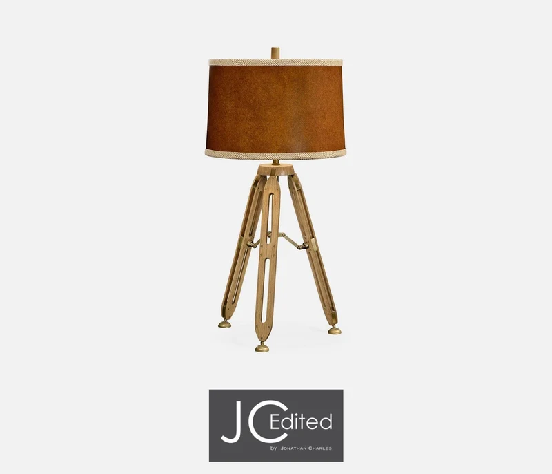 Large Table Lamp Architectural in Oak - Light