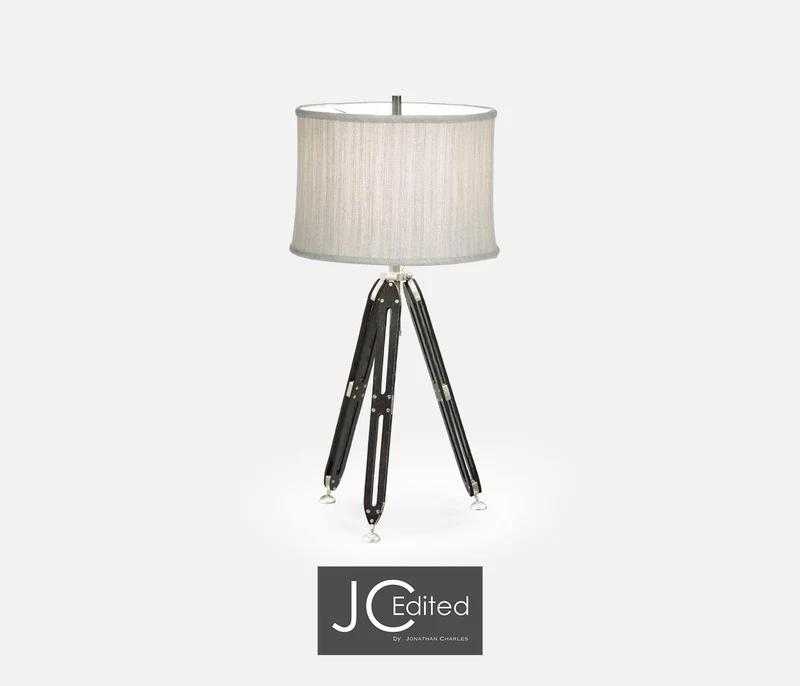 Large Table Lamp Architectural in Oak - Black