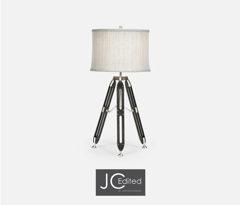 Large Table Lamp Architectural in Oak - Black