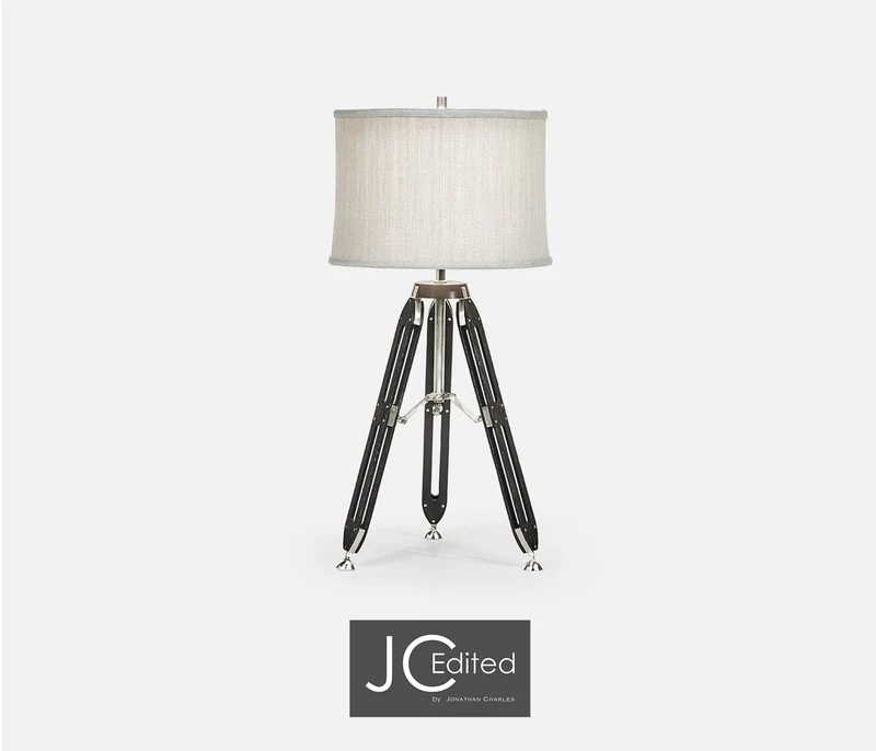 Large Table Lamp Architectural in Oak - Black