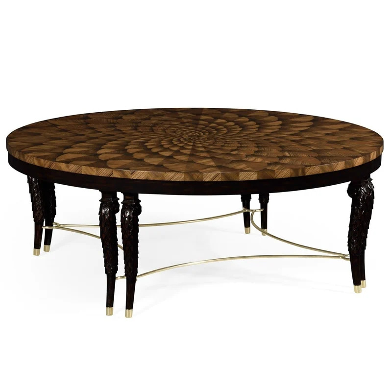 Round Coffee Table with Feather Inlay