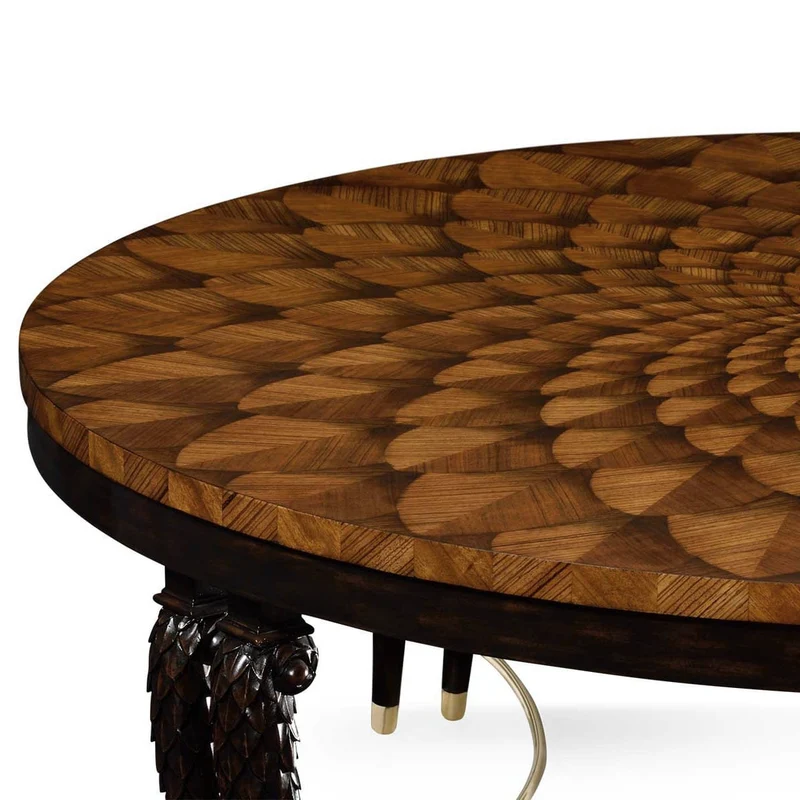 Round Coffee Table with Feather Inlay