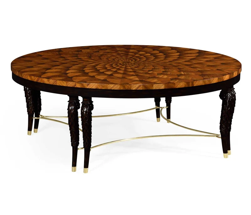 Round Coffee Table with Feather Inlay
