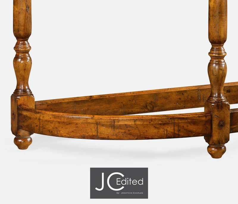 Demilune Console Table Rustic in Country Walnut
