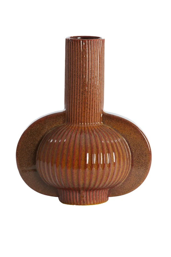 Vase deco 31,5x21,5x38,5 cm MELNIK ceramics cognac brown