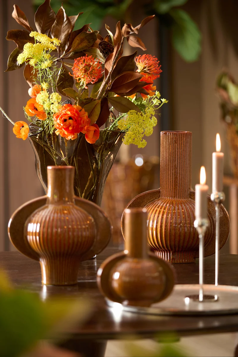 Vase deco 31,5x21,5x38,5 cm MELNIK ceramics cognac brown