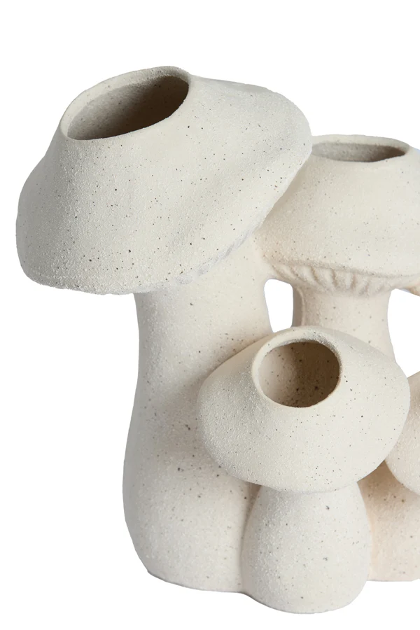 Vase deco 31,5x20,5x27,5 cm MUSHROOM ceramics matt cream