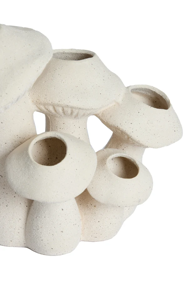 Vase deco 31,5x20,5x27,5 cm MUSHROOM ceramics matt cream